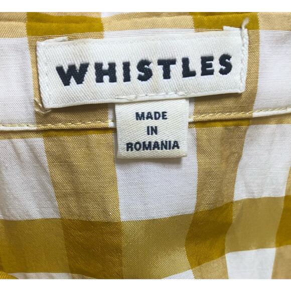 WHISTLES Illana Checkered Mustard & Cream Maxi Shirt Dress US 8 - Picture 10 of 11